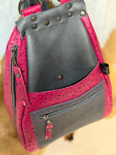 Load image into Gallery viewer, Pink Ostrich/Grey Backpack