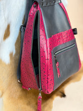 Load image into Gallery viewer, Pink Ostrich/Grey Backpack