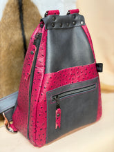 Load image into Gallery viewer, Pink Ostrich/Grey Backpack
