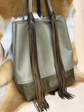 Load image into Gallery viewer, Basil &amp; Olive Fringe Tote

