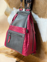 Load image into Gallery viewer, Pink Ostrich/Grey Backpack
