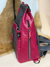 Load image into Gallery viewer, Pink Ostrich/Grey Backpack
